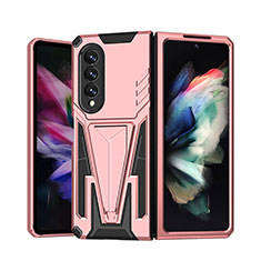 Custodia Silicone e Plastica Opaca Cover con Supporto MQ1 per Samsung Galaxy Z Fold3 5G Oro Rosa