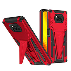Custodia Silicone e Plastica Opaca Cover con Supporto MQ1 per Xiaomi Poco X3 Rosso