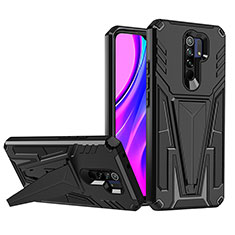 Custodia Silicone e Plastica Opaca Cover con Supporto MQ1 per Xiaomi Redmi 9 Prime India Nero