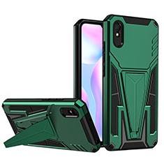 Custodia Silicone e Plastica Opaca Cover con Supporto MQ1 per Xiaomi Redmi 9A Verde