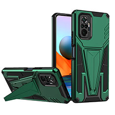 Custodia Silicone e Plastica Opaca Cover con Supporto MQ1 per Xiaomi Redmi Note 10 Pro Max Verde