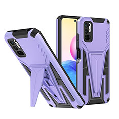 Custodia Silicone e Plastica Opaca Cover con Supporto MQ1 per Xiaomi Redmi Note 10T 5G Viola