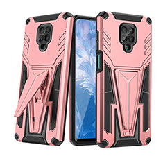 Custodia Silicone e Plastica Opaca Cover con Supporto MQ1 per Xiaomi Redmi Note 9 Pro Oro Rosa