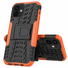Custodia Silicone e Plastica Opaca Cover con Supporto per Apple iPhone 12 Arancione