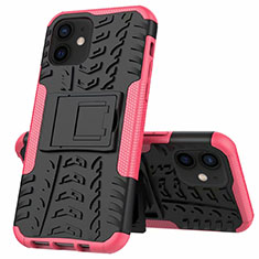 Custodia Silicone e Plastica Opaca Cover con Supporto per Apple iPhone 12 Mini Rosa