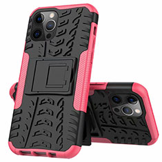 Custodia Silicone e Plastica Opaca Cover con Supporto per Apple iPhone 12 Pro Rosa