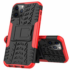 Custodia Silicone e Plastica Opaca Cover con Supporto per Apple iPhone 12 Pro Rosso