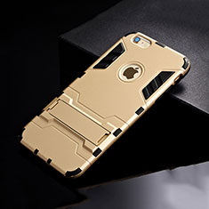 Custodia Silicone e Plastica Opaca Cover con Supporto per Apple iPhone 6 Oro