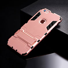Custodia Silicone e Plastica Opaca Cover con Supporto per Apple iPhone 6S Oro Rosa