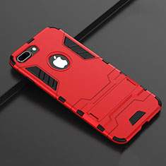 Custodia Silicone e Plastica Opaca Cover con Supporto per Apple iPhone 8 Plus Rosso