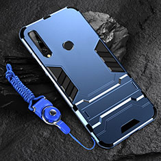 Custodia Silicone e Plastica Opaca Cover con Supporto per Huawei Enjoy 10 Plus Blu
