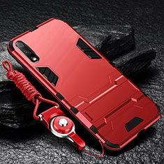 Custodia Silicone e Plastica Opaca Cover con Supporto per Huawei Enjoy 10 Rosso