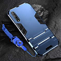 Custodia Silicone e Plastica Opaca Cover con Supporto per Huawei Enjoy 10S Blu