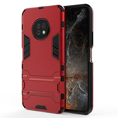 Custodia Silicone e Plastica Opaca Cover con Supporto per Huawei Enjoy 20 Plus 5G Rosso