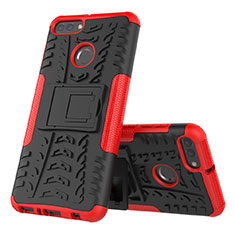Custodia Silicone e Plastica Opaca Cover con Supporto per Huawei Enjoy 8 Plus Rosso