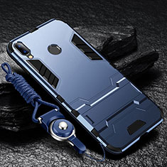 Custodia Silicone e Plastica Opaca Cover con Supporto per Huawei Enjoy 9 Plus Blu