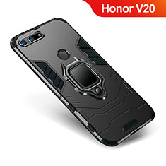 Custodia Silicone e Plastica Opaca Cover con Supporto per Huawei Honor View 20 Nero