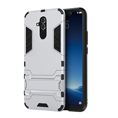 Custodia Silicone e Plastica Opaca Cover con Supporto per Huawei Mate 20 Lite Bianco