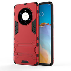 Custodia Silicone e Plastica Opaca Cover con Supporto per Huawei Mate 40 Pro+ Plus Rosso