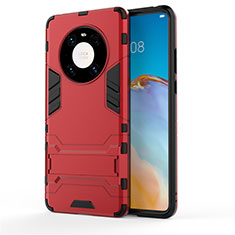 Custodia Silicone e Plastica Opaca Cover con Supporto per Huawei Mate 40E 4G Rosso