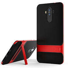 Custodia Silicone e Plastica Opaca Cover con Supporto per Huawei Mate 9 Rosso