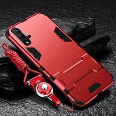 Custodia Silicone e Plastica Opaca Cover con Supporto per Huawei Nova 5 Rosso