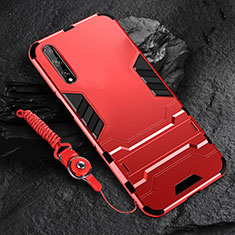 Custodia Silicone e Plastica Opaca Cover con Supporto per Huawei P smart S Rosso