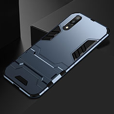 Custodia Silicone e Plastica Opaca Cover con Supporto per Huawei P20 Blu