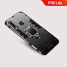 Custodia Silicone e Plastica Opaca Cover con Supporto per Huawei P30 Lite Nero