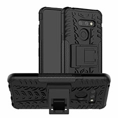 Custodia Silicone e Plastica Opaca Cover con Supporto per LG G8 ThinQ Nero