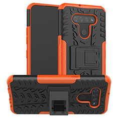 Custodia Silicone e Plastica Opaca Cover con Supporto per LG K51 Arancione