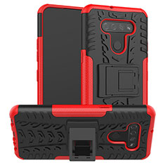 Custodia Silicone e Plastica Opaca Cover con Supporto per LG K51 Rosso