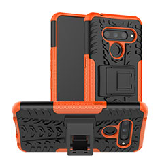 Custodia Silicone e Plastica Opaca Cover con Supporto per LG V50 ThinQ 5G Arancione