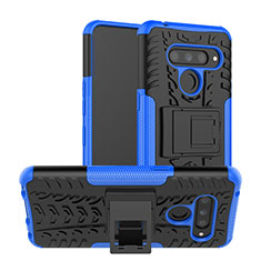 Custodia Silicone e Plastica Opaca Cover con Supporto per LG V50 ThinQ 5G Blu