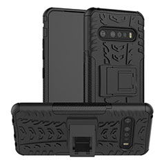 Custodia Silicone e Plastica Opaca Cover con Supporto per LG V60 ThinQ 5G Nero