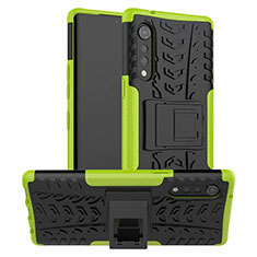 Custodia Silicone e Plastica Opaca Cover con Supporto per LG Velvet 4G Verde