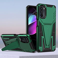 Custodia Silicone e Plastica Opaca Cover con Supporto per Motorola Moto G 5G (2022) Verde
