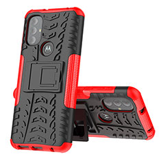 Custodia Silicone e Plastica Opaca Cover con Supporto per Motorola Moto G Play (2023) Rosso