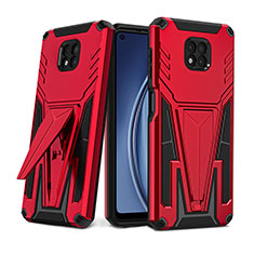 Custodia Silicone e Plastica Opaca Cover con Supporto per Motorola Moto G Power (2021) Rosso