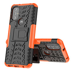 Custodia Silicone e Plastica Opaca Cover con Supporto per Motorola Moto G Power (2022) Arancione