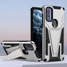 Custodia Silicone e Plastica Opaca Cover con Supporto per Motorola Moto G Pure Argento