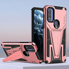 Custodia Silicone e Plastica Opaca Cover con Supporto per Motorola Moto G Pure Oro Rosa