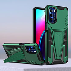 Custodia Silicone e Plastica Opaca Cover con Supporto per Motorola Moto G Stylus (2022) 4G Verde