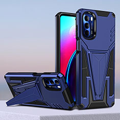 Custodia Silicone e Plastica Opaca Cover con Supporto per Motorola Moto G Stylus (2022) 5G Blu