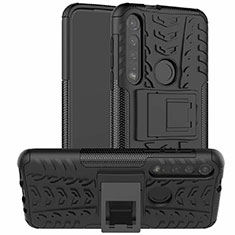 Custodia Silicone e Plastica Opaca Cover con Supporto per Motorola Moto G8 Plus Nero