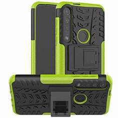 Custodia Silicone e Plastica Opaca Cover con Supporto per Motorola Moto G8 Plus Verde
