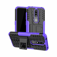 Custodia Silicone e Plastica Opaca Cover con Supporto per Nokia 4.2 Viola