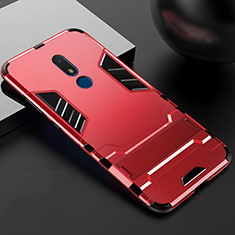 Custodia Silicone e Plastica Opaca Cover con Supporto per Nokia C3 Rosso