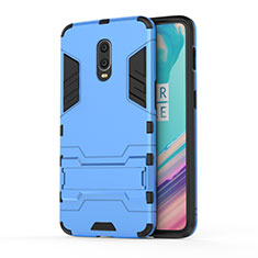 Custodia Silicone e Plastica Opaca Cover con Supporto per OnePlus 7 Cielo Blu