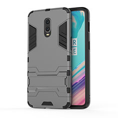 Custodia Silicone e Plastica Opaca Cover con Supporto per OnePlus 7 Grigio